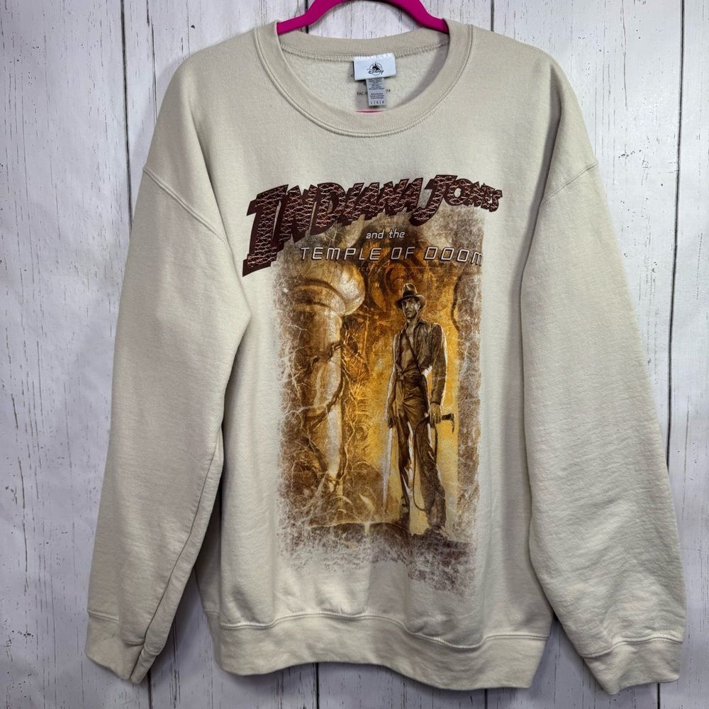 Vintage Disney x Lucasfilm Indiana Jones Temple of Doom Sweatshirt L Beige Retro